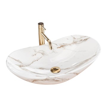 REA-U8597 - Tasoon asennettava pesuallas ROYAL 36x62 cm keraamiikka/marmorin kuviointi