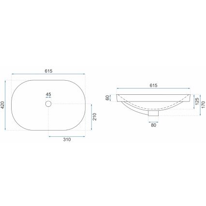 REA-U8700 - Tasoallas ARLETA 42x61,5 cm keramiikka/kiiltävä valkoinen
