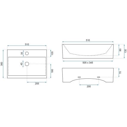 REA-U8701 - Tasoallas BONITA 36x51 cm keramiikka/kiiltävä valkoinen