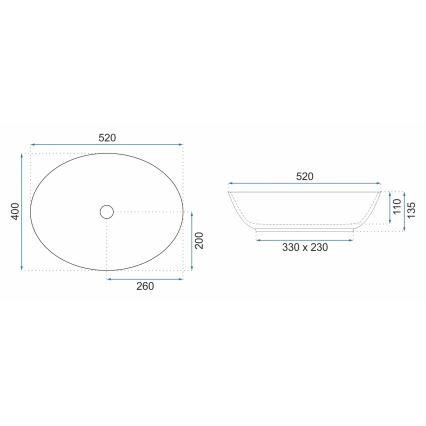 REA-U8709 - Pöytätason pesuallas MARGOT 40x52 cm keramiikka/sininen/kultainen