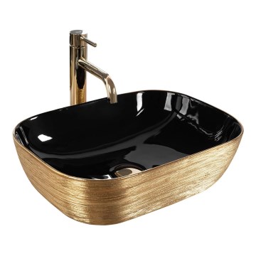 REA-U8780 - Tasoon asennettava pesuallas BELINDA 33x46,5 cm keramiikka/musta/kulta