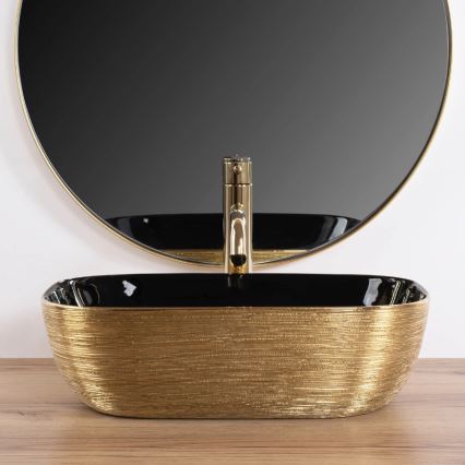 REA-U8780 - Tasoon asennettava pesuallas BELINDA 33x46,5 cm keramiikka/musta/kulta