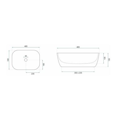 REA-U8780 - Tasoon asennettava pesuallas BELINDA 33x46,5 cm keramiikka/musta/kulta