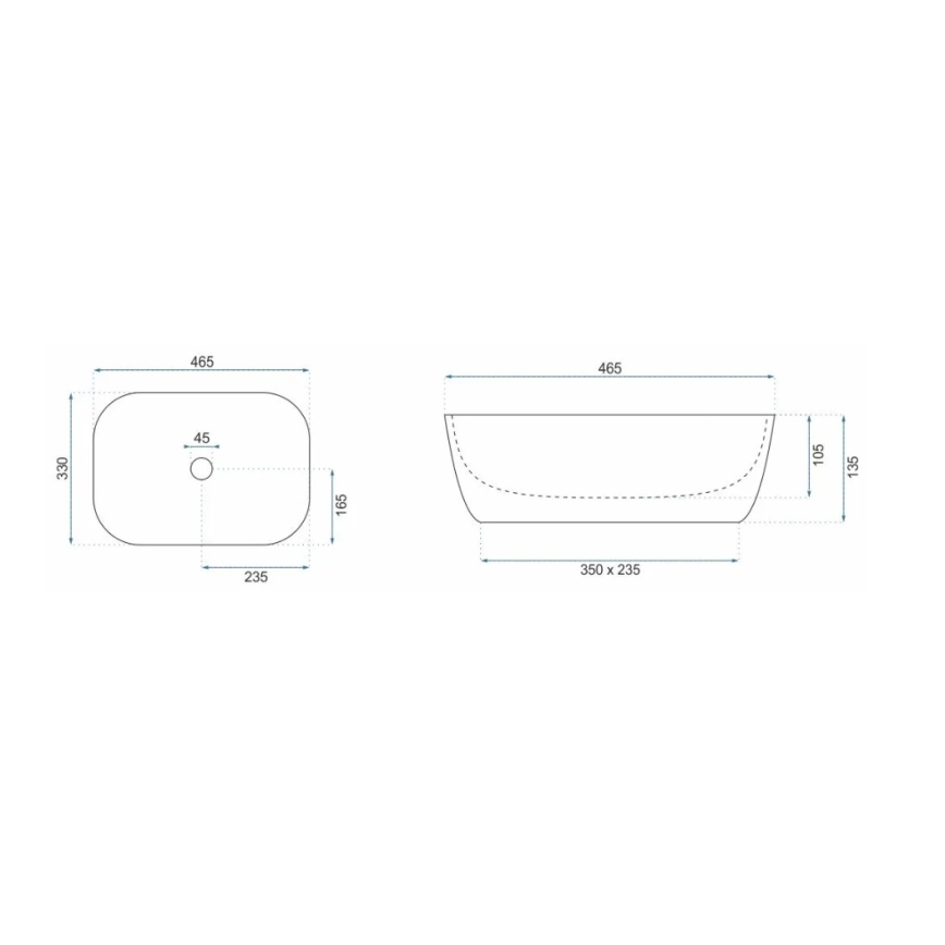 REA-U8780 - Tasoon asennettava pesuallas BELINDA 33x46,5 cm keramiikka/musta/kulta