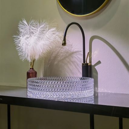 REA-U8881 - CRISTAL tasolle asetettava pesuallas, Ø 39 cm, kirkas lasi