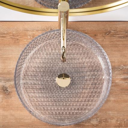 REA-U8881 - CRISTAL tasolle asetettava pesuallas, Ø 39 cm, kirkas lasi