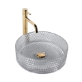 REA-U9615 - Tasoon asennettava pesuallas CRISTAL, halkaisija 35,5 cm, lasi/harmaa
