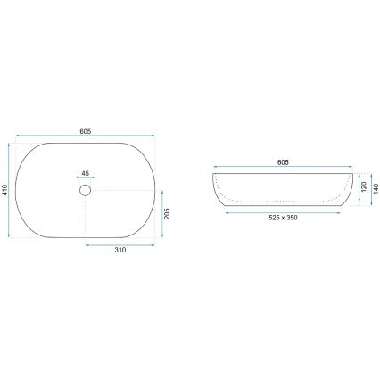REA-U9656 - Tasoon asennettava pesuallas CLEO 41x60,5 cm keraaminen/marmorikuvio
