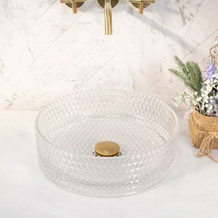 REA-U9670 - Pöytätason pesuallas CRISTAL, Ø 35,5 cm, lasi/kirkas
