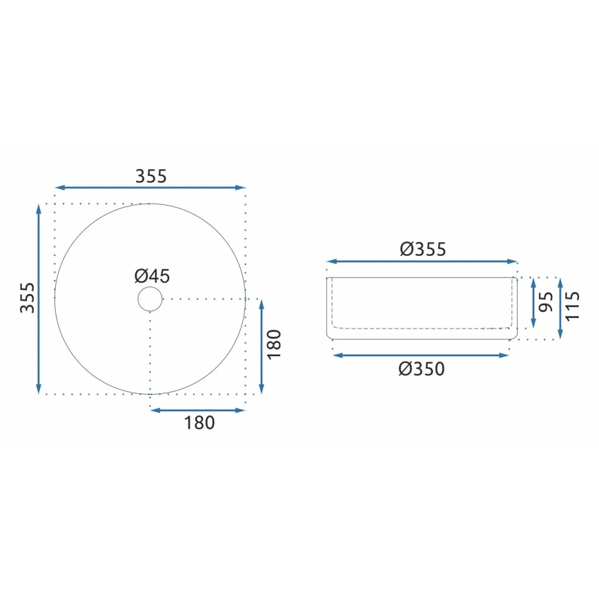 REA-U9670 - Pöytätason pesuallas CRISTAL, Ø 35,5 cm, lasi/kirkas