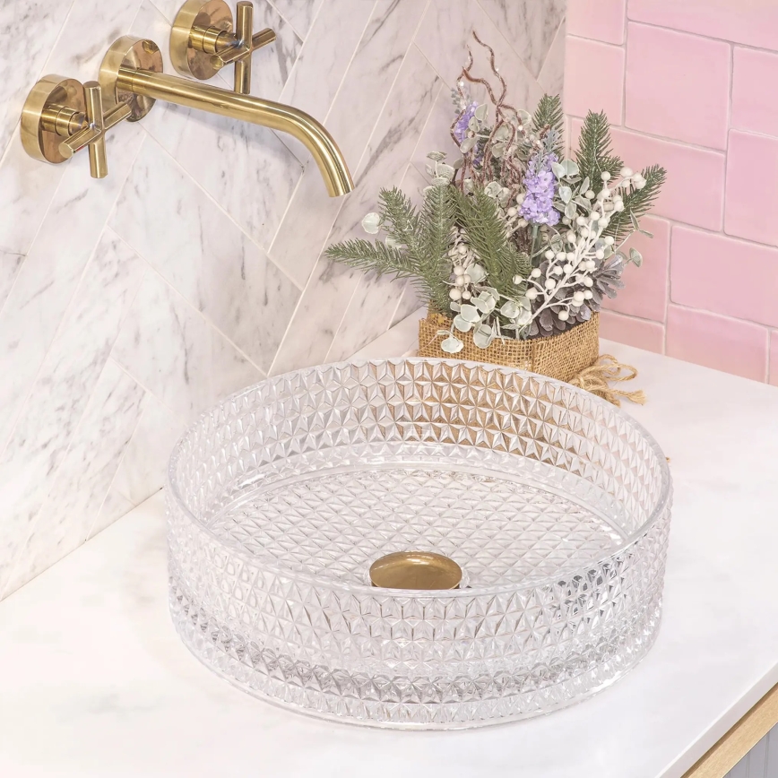 REA-U9670 - Tasoon asennettava pesuallas CRISTAL 35,5 cm lasi/kirkas