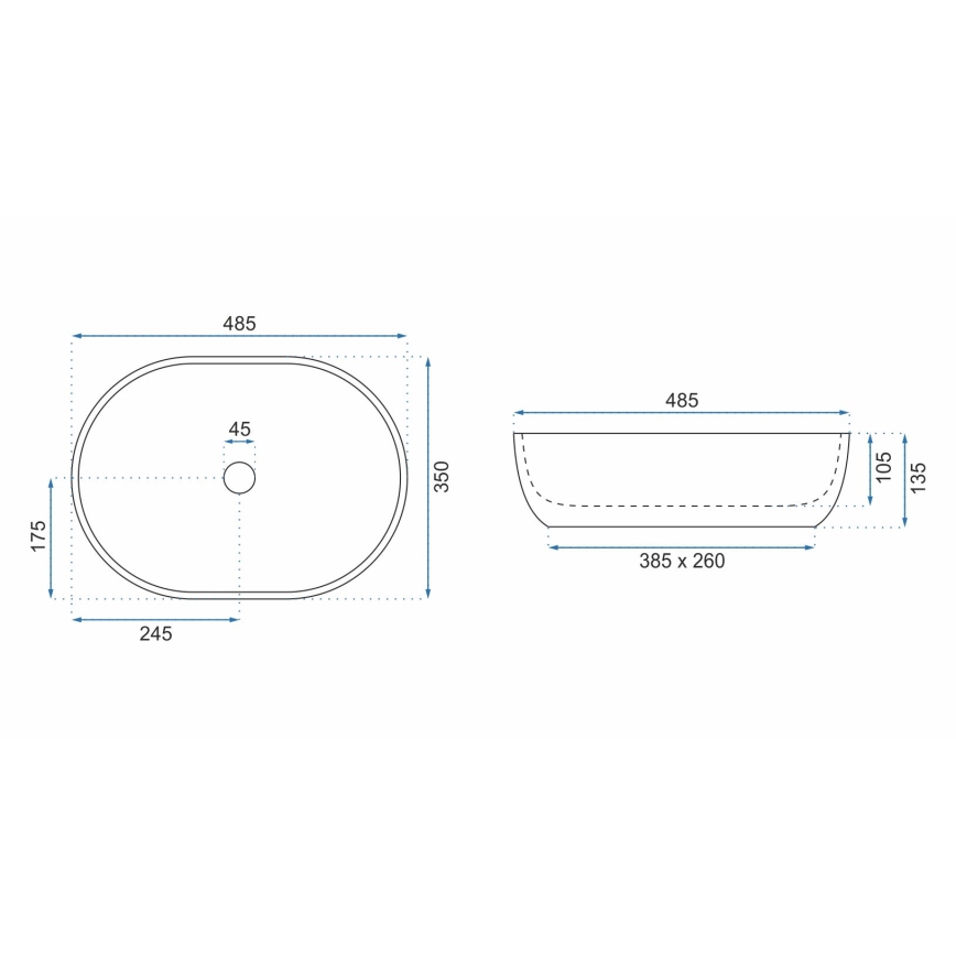 REA-U9887 - Tasolle asennettava pesuallas LARA 35x48,5 cm keramiikka/harmaa/marmorikuviointi