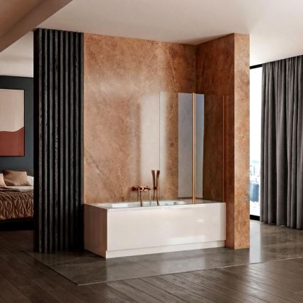 REA-W5696 - Taittuva kylpyammeen suojalasi AGAT 140×80 cm harjattu kupari/kirkas
