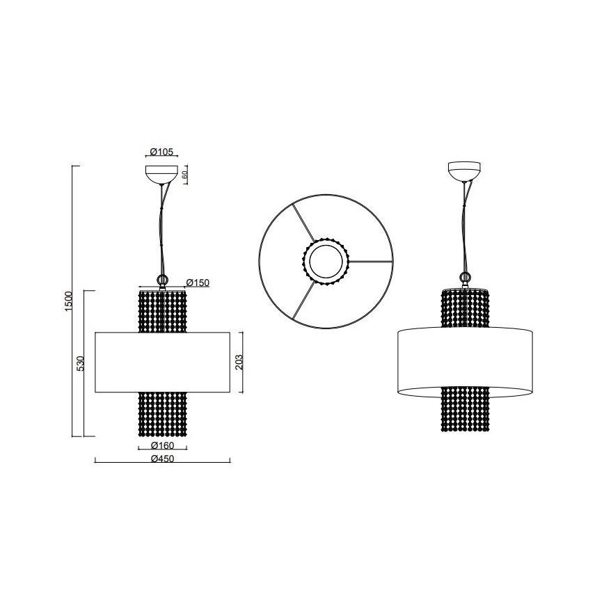 Reality - Kattokruunu johdossa KING 3xE14/28W/230V hopea