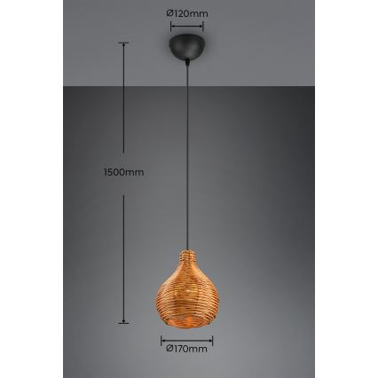 Reality - riippuvalaisin johdolla SPROUT 1xE14/40W/230V ruskea/rottinki