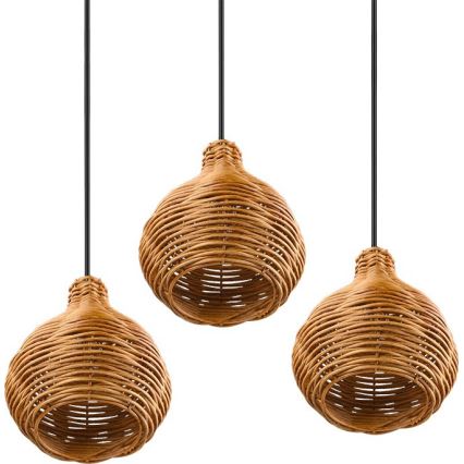 Reality - Riippuvalaisin johdolla SPROUT 3xE14/40W/230V ruskea/rottinki