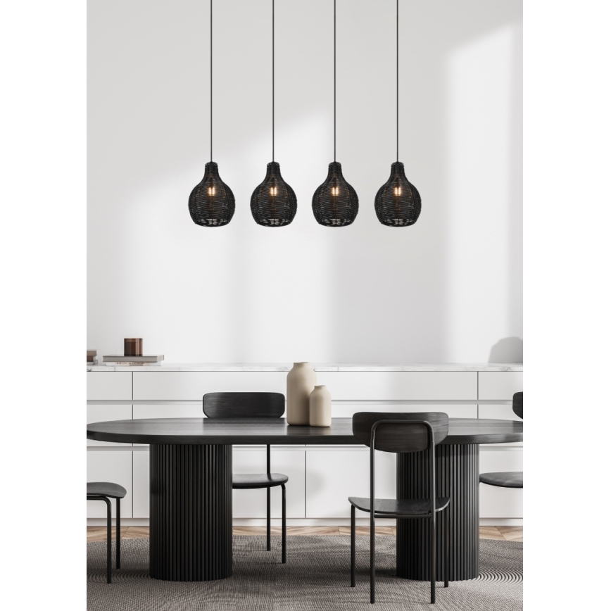 Reality - Riippuvalaisin johdolla SPROUT 4xE14/30W/230V, musta/rottinki