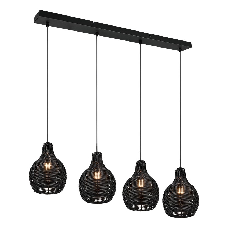 Reality - Riippuvalaisin johdolla SPROUT 4xE14/30W/230V, musta/rottinki