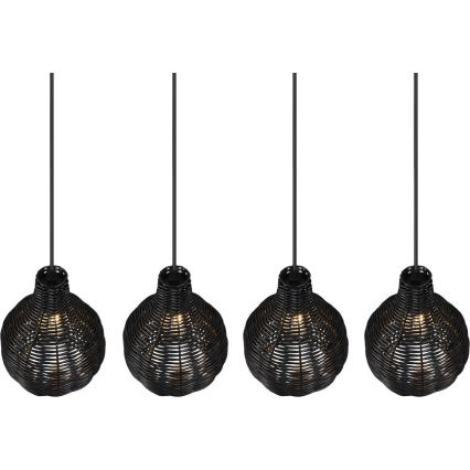 Reality - Riippuvalaisin johdolla SPROUT 4xE14/30W/230V, musta/rottinki