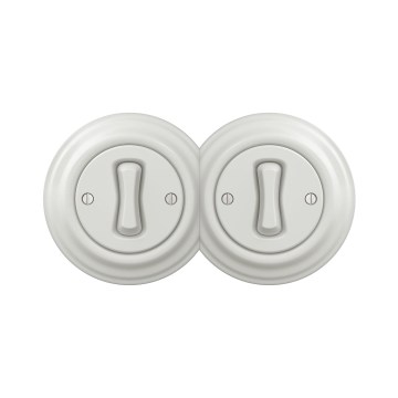 Reblig - Kaksiosainen retrotyylinen yksinapainen kytkin, kehys nro 1, keramiikkavalkoinen