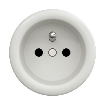 Reblig - kehyksetön retro-pistorasia 230V, keraaminen, valkoinen
