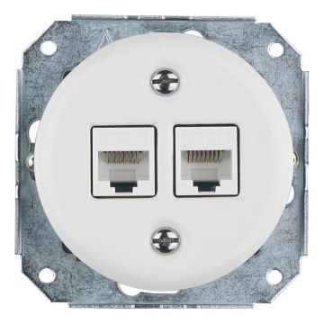 Reblig - Posliininen retro Ethernet-pistorasia kehyksetön 2x CAT.5E valkoinen
