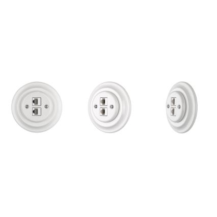 Reblig - Posliininen retro Ethernet-pistorasia kehyksetön 2x CAT.5E valkoinen