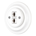 Reblig - posliininen retro-Ethernet-pistorasia, kehys mukana, 2-porttinen CAT5e, valkoinen