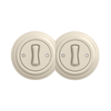 Reblig - Retro kaksiosainen yksinapainen kytkin, kehys nro 1, beige
