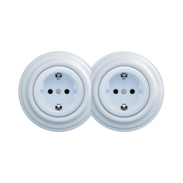 Reblig - Retro kaksoispistorasia kotikäyttöön, kehys, SCHUKO 230 V, sininen