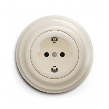 Reblig - Retro kodin pistorasia kehyksellä SCHUKO 230V/16A beige