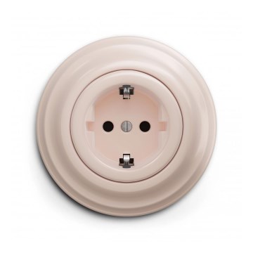 Reblig - Retro-kotipistorasia kehyksellä SCHUKO 230V/16A antiikkiroosa