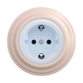 Reblig - Retro kotitalouspistorasia kehyksellä SCHUKO 230 V/16 A sininen/antiikkiroosa