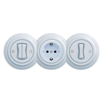 Reblig - Retro-tyylinen kotipistorasia ilman kehystä, SCHUKO 230V/16A, sininen