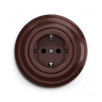 Reblig - Retro-tyylinen kotipistorasia kehyksellä SCHUKO 230 V/16 A, ruskea