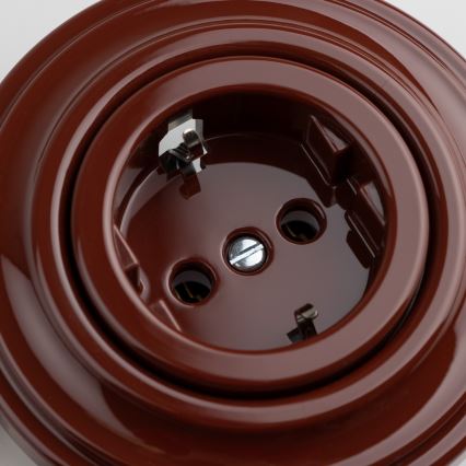 Reblig - Retro-tyylinen kotipistorasia kehyksellä SCHUKO 230 V/16 A, ruskea