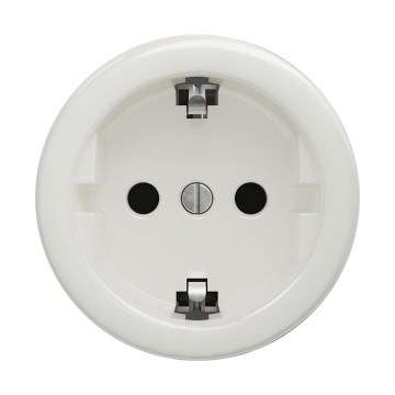 Reblig - Retro-tyylinen kotipistorasia, kehyksetön, SCHUKO 230V/16A, keraaminen, valkoinen