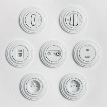 Reblig - Retro-tyylinen porrasvalokytkin kehyksellä nro 6, lumivalkoinen