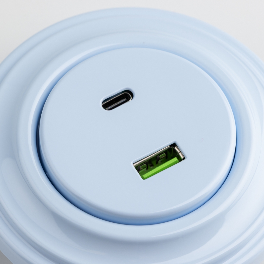 Reblig - retro-tyylinen USB-pistorasia A+C kehyksellä, sininen