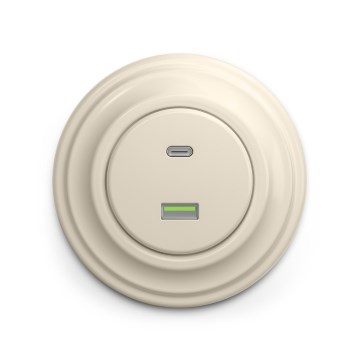 Reblig - Retro USB-pistorasia A+C, beige kehys