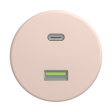 Reblig - Retro USB-pistorasia A+C ilman kehystä, antiikkiroosa