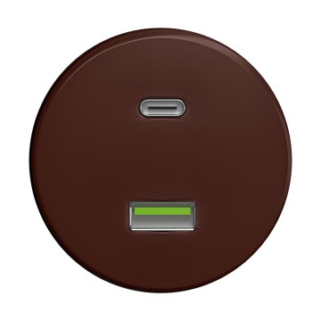 Reblig - retro USB-pistorasia A+C ilman kehystä, ruskea