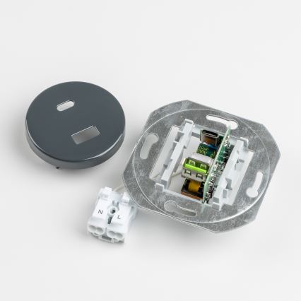 Reblig - Retro USB-pistorasia A+C kehyksellä, antrasiitti
