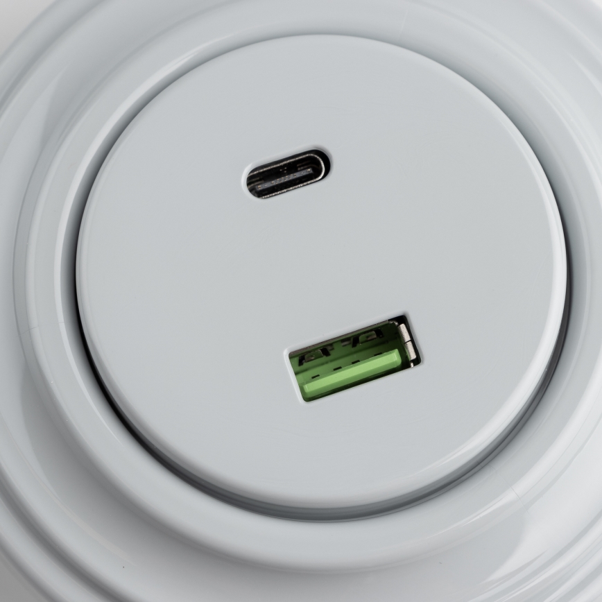 Reblig - Retro USB-pistorasia A+C kehyksellä, harmaa