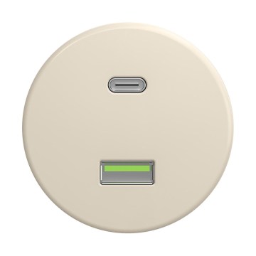 Reblig - Retro USB-pistorasia A+C kehyksetön beige