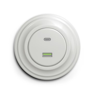 Reblig - Retro USB-pistorasia A+C keramiikkakehyksellä, valkoinen