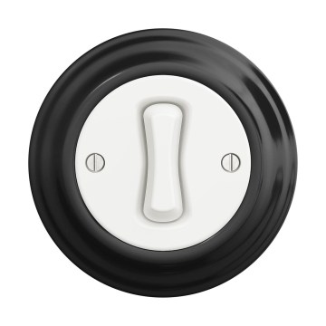 Reblig - Retro yksinapainen kytkin kehys nro 1 lumivalkoinen/musta