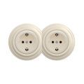 Reblig - Retrotyylinen kaksoispistorasia kotikäyttöön SCHUKO-kehyksellä 230V beige