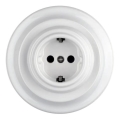 Reblig - Retrotyylinen posliininen seinäpistorasia kehyksellä SCHUKO 250V/16A, valkoinen
