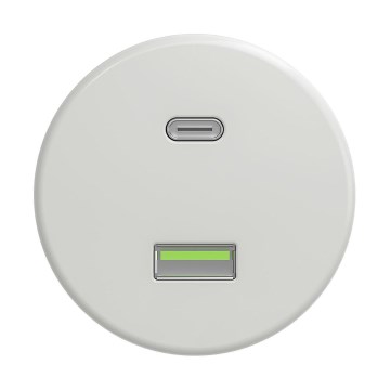 Reblig - retrotyylinen USB-pistorasia A+C, kehyksetön, keraaminen, valkoinen